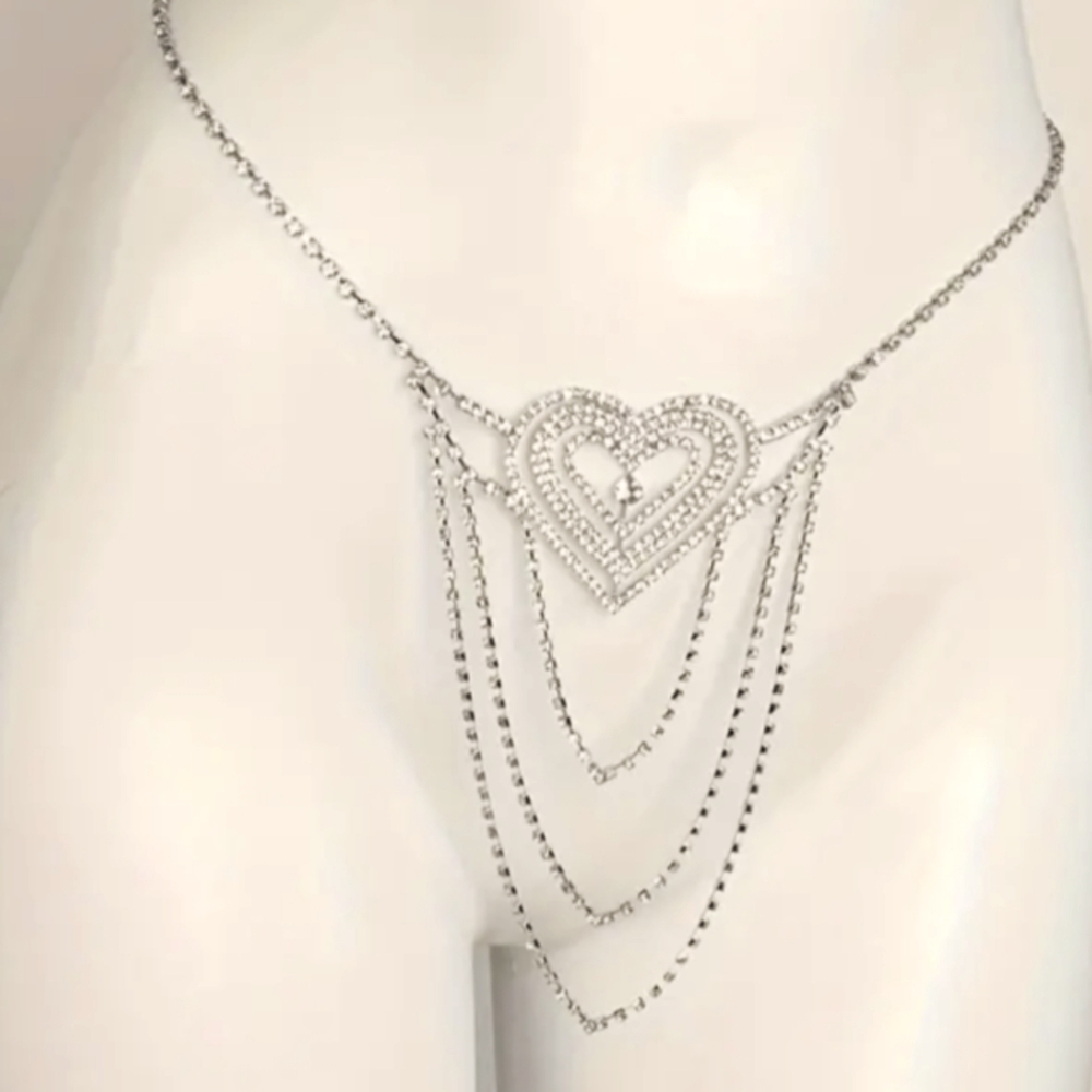 Bohemian Unisex Diamond Heart Sexy Waist Chain Thong  Nightclub-Dancer-Adjustabl
